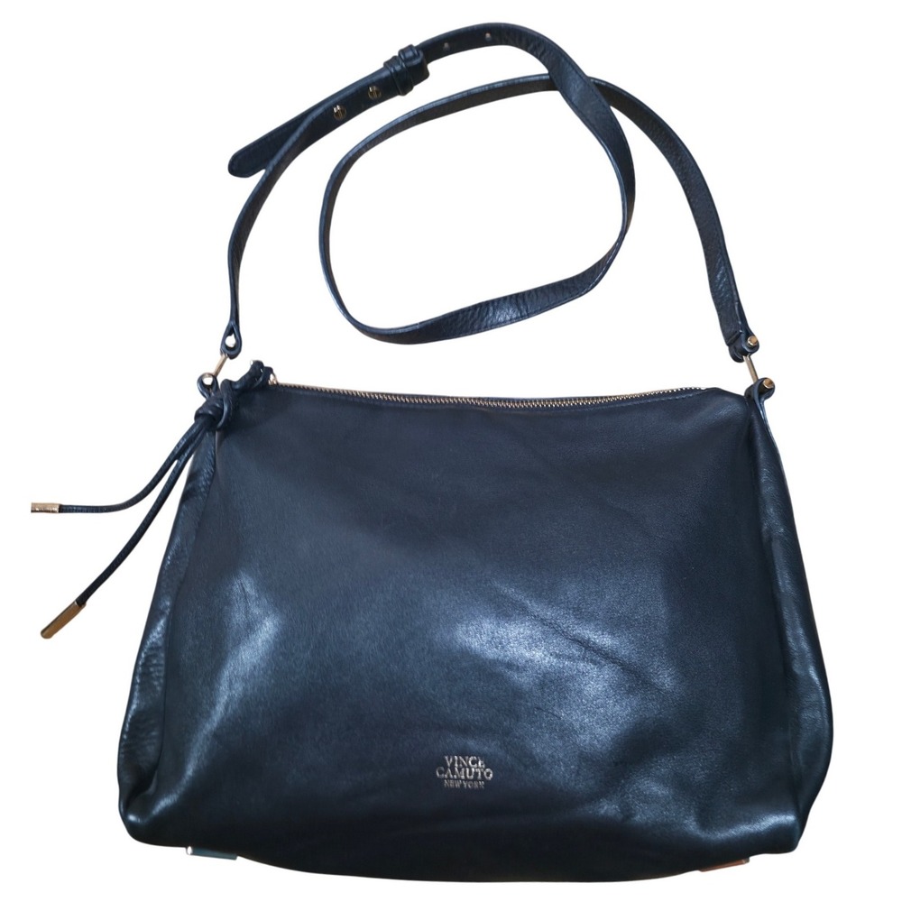 Vince Camuto New York Black Leather Shoulder Bag Crossbody Adjustable Strap